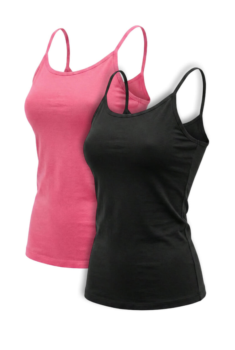Essential Spaghetti Strap Tank Pack of 2 (1Black-1Pink)