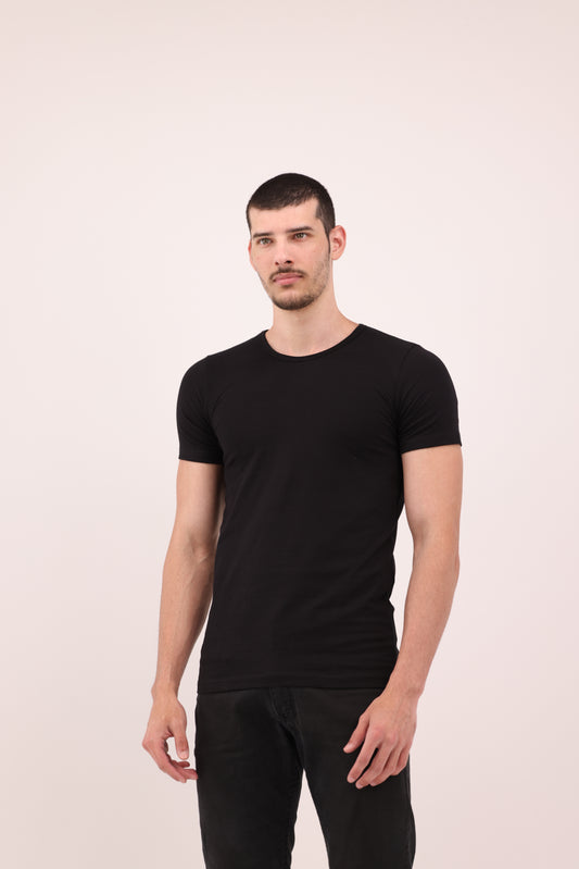 Men's Round Short Sleeve Pack of 4 BLACK\WHITE\GRAY\NAVY