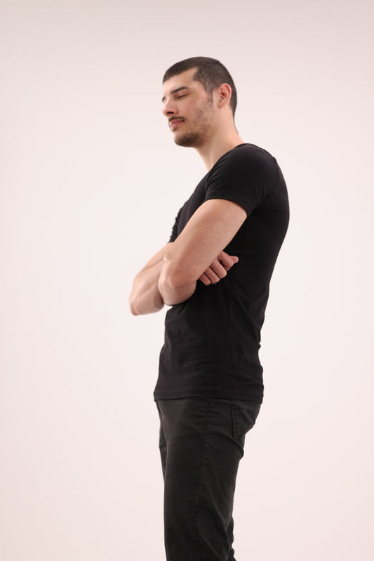 Men's Round Short Sleeve Pack of 4 BLACK\WHITE\GRAY\NAVY
