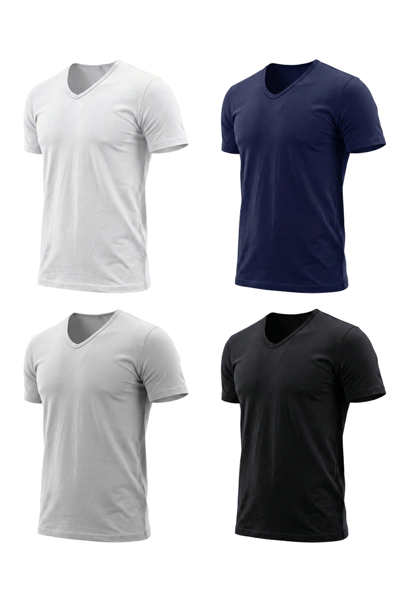 Men's V-Cut Short Sleeve Pack of 4