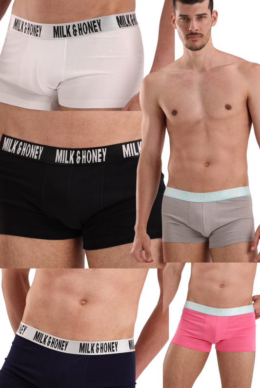 Men's Short Trunks Pack of 5 Multi Color Elastics