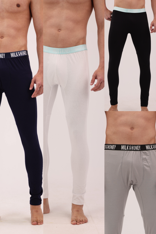 Men's Leggings Pack of 4 Multi Color Elastic