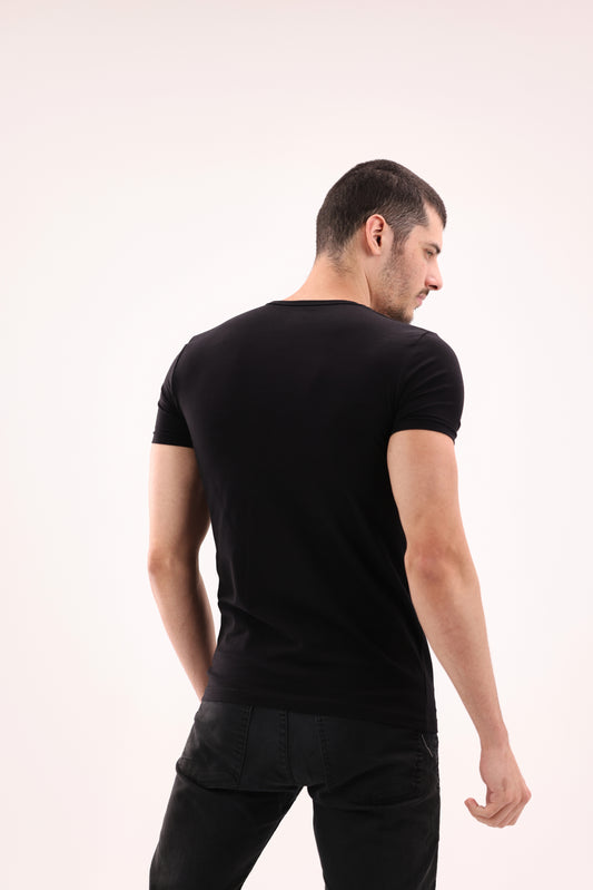 Men's V-Cut Short Sleeve Pack of 4 BLACK\WHITE\GRAY\NAVY