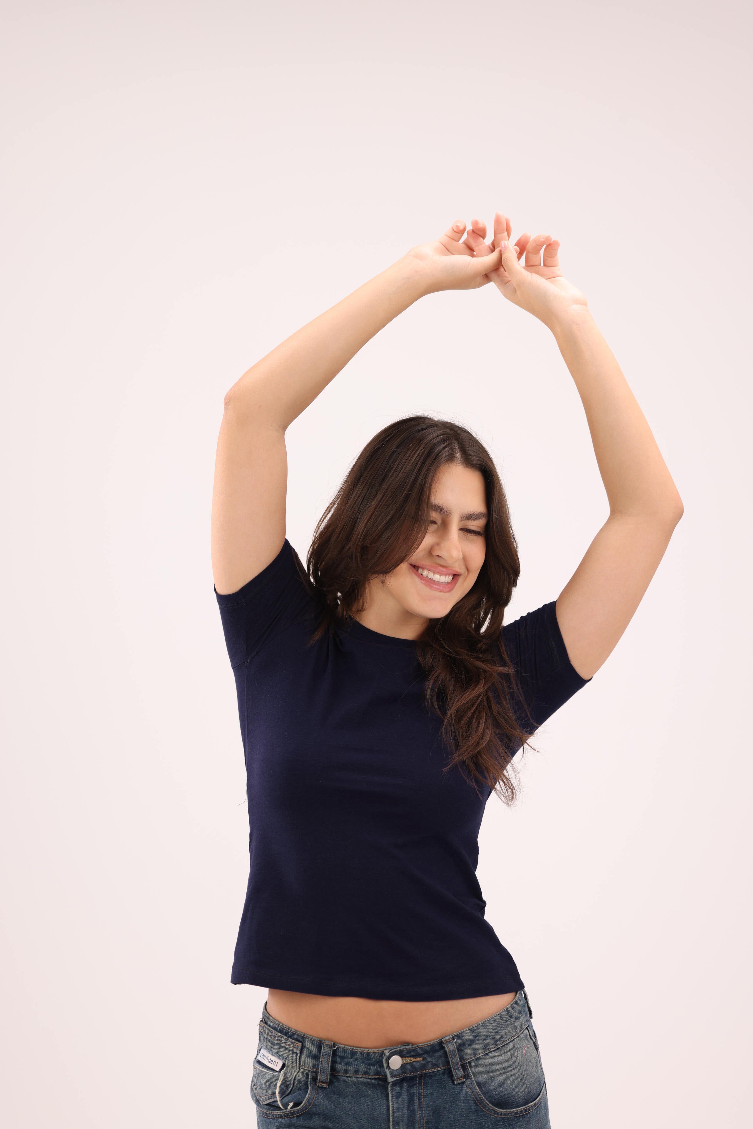 مجموعة من 5 قطع نسائية بأكمام نصفية باللون الأسود/الأبيض/الوردي/الأزرق الداكن/الرمادي